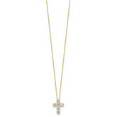 Sterling Silver Gold-tone CZ Cross 16in With 2in ext Necklace